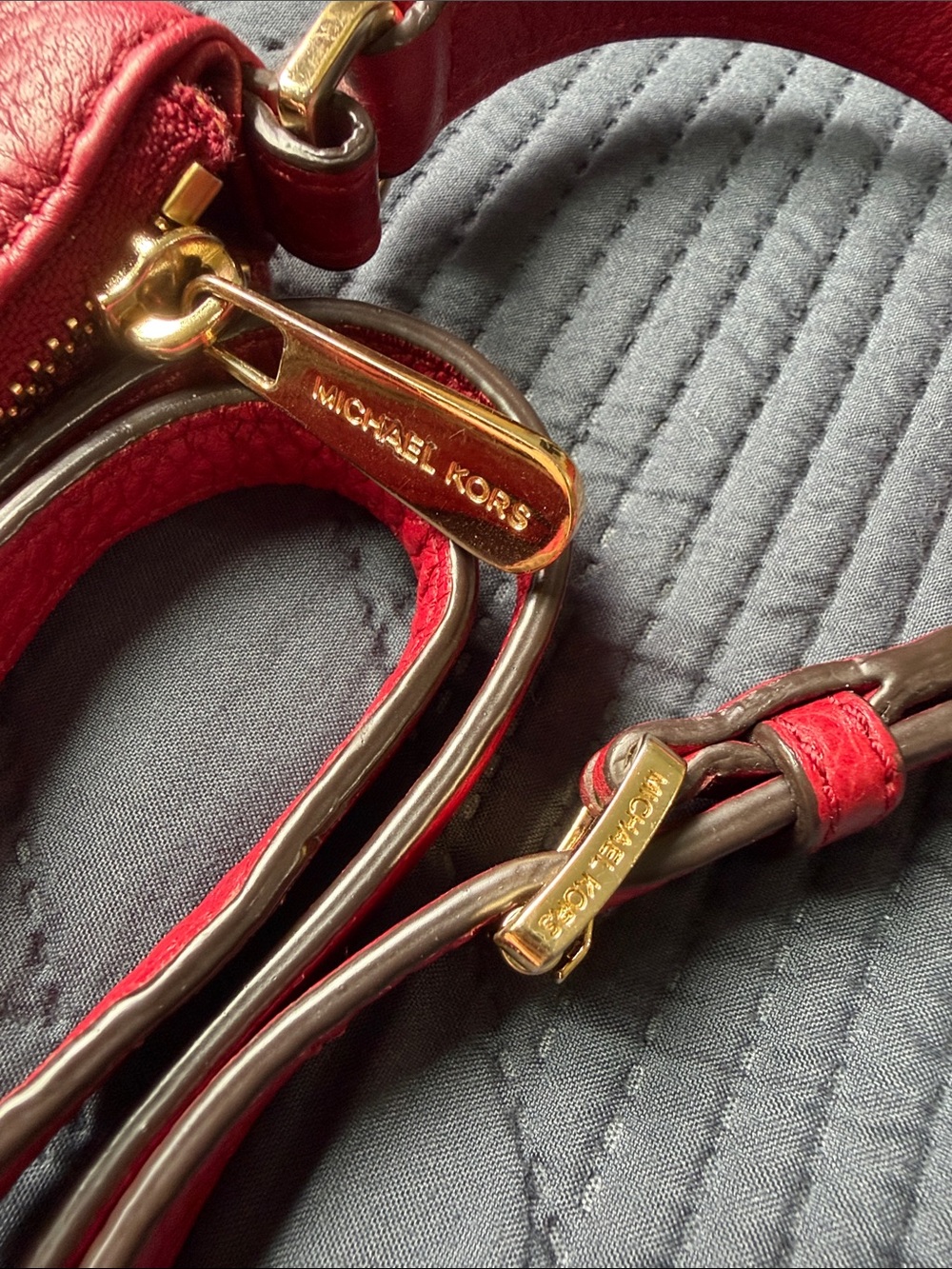 Michael Kors Red Leather Tassel Drawstring Crossbody - Picture 15 of 15